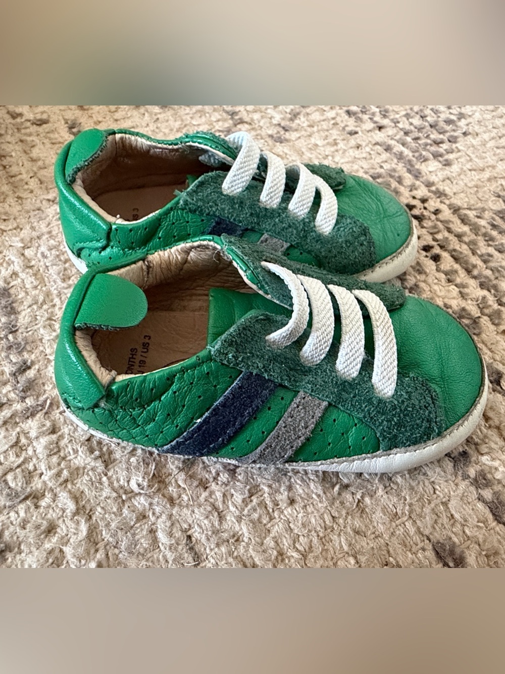 Old Soles Green Leather First Walker Sneakers | EU 18 / US 3 | 6–12 Months